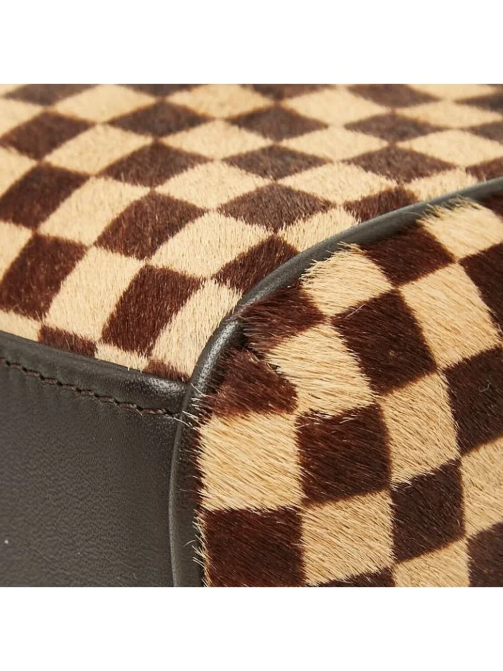 Louis Vuitton Damier Sauvage Lion Handbag Brown Beige Calf Hair Leather